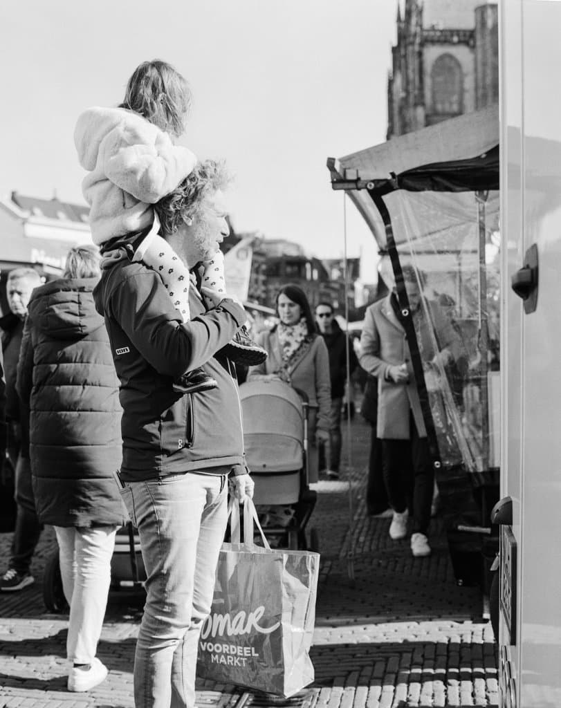 Street vendor with vibrant display.