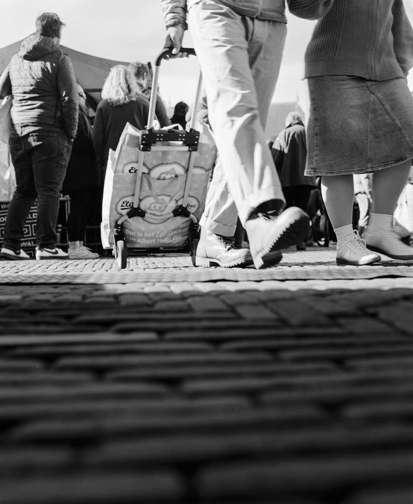 Rainy street scene with reflections.